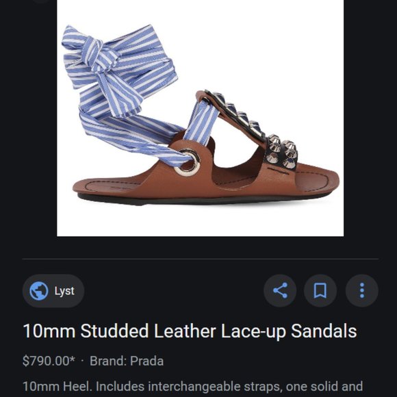 NEW Prada Studded Bow Tie Sandals (7) - Picture 8 of 9